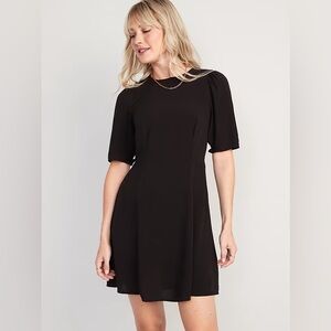 Old Navy Fit & Flare Puff-Sleeve Smocked Cutout Mini Dress black size 2x NWT